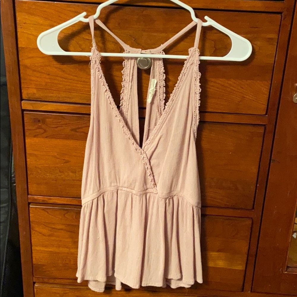 Lace trim LA hearts rank top